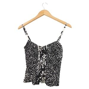 Alberto Makali Zebra Print Corset Top Lace Up Front Ruched Size‎ M Y2K
